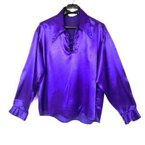Vtg 90’s Purple Shiny Pimp Disco Style Shirt XL